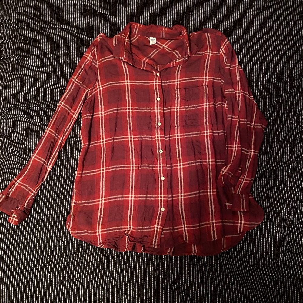 BURGANDY AND RED PLAID FLANNEL